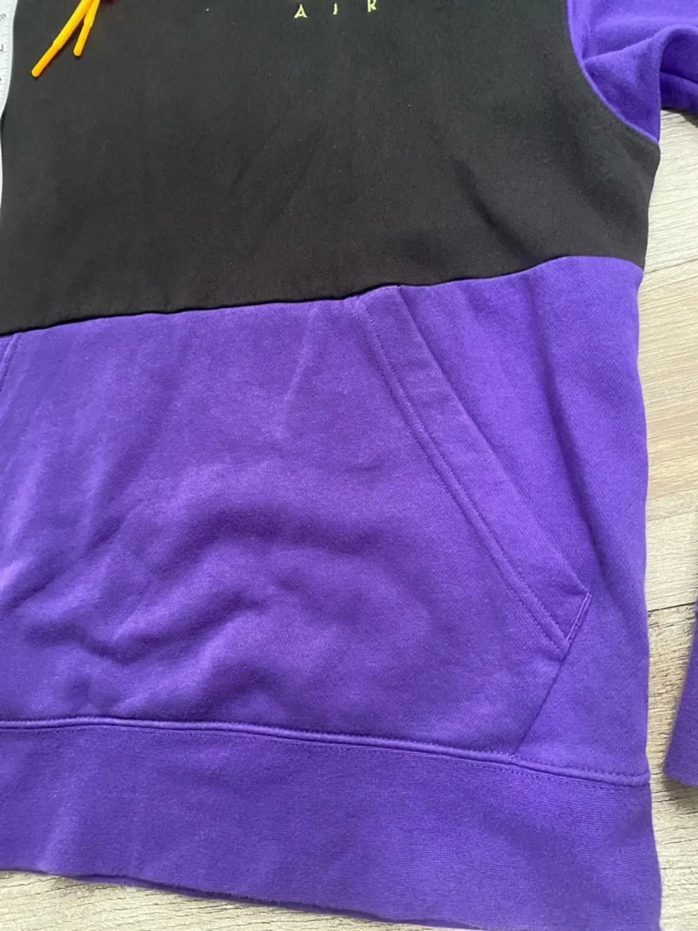 Jordan Colorblock Crewneck Hoodie in Purple, Black & Yellow